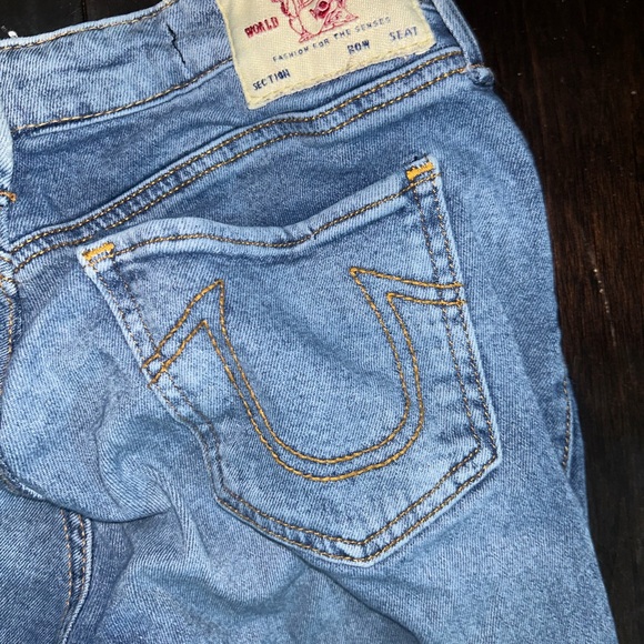 True Religion Stella low rise 27 28 Light Blue Skinny Jeans 30 inseam flattering - Picture 6 of 9